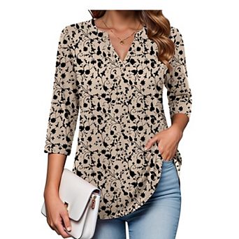Zeagoo Women's Quarter Sleeve V-Neck Tunic Tops