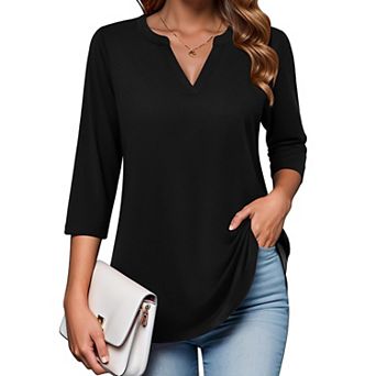 Zeagoo Women's Quarter Sleeve V-Neck Tunic Tops
