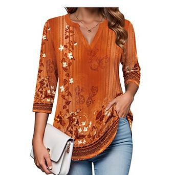 Zeagoo Women's Quarter Sleeve V-Neck Tunic Tops