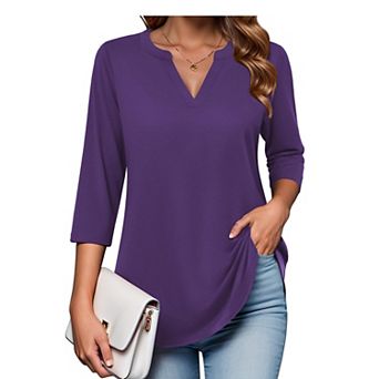 Zeagoo Women's Quarter Sleeve V-Neck Tunic Tops