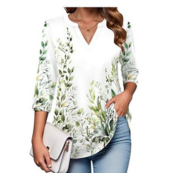 Zeagoo Women's Quarter Sleeve V-Neck Tunic Tops