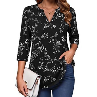 Zeagoo Women's Quarter Sleeve V-Neck Tunic Tops