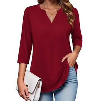Zeagoo Women's Quarter Sleeve V-Neck Tunic Tops
