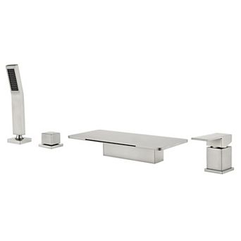 Dual Handle Tub Deck Mounted Roman Tub Faucet with Hand Shower