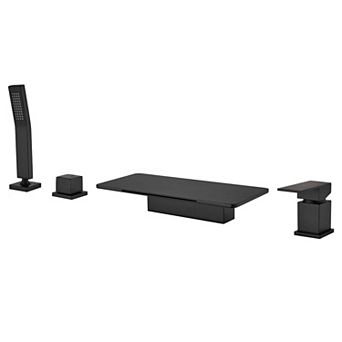 Dual Handle Tub Deck Mounted Roman Tub Faucet with Hand Shower