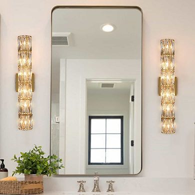 Frassinero Gold Wall Sconce Modern 6-Light Crystal Light Bathroom Wall Lighting
