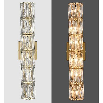 Frassinero Gold Wall Sconce Modern 6-Light Crystal Light Bathroom Wall Lighting
