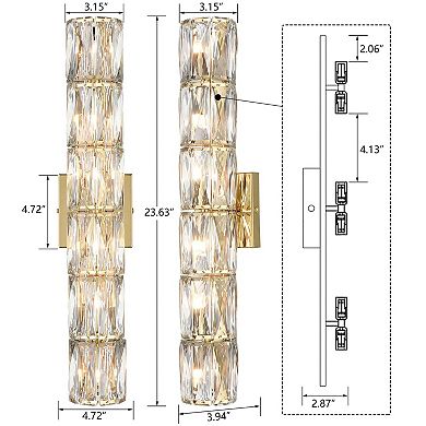 Frassinero Gold Wall Sconce Modern 6-Light Crystal Light Bathroom Wall Lighting