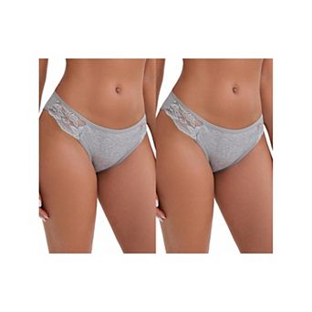 2 Packs Women's Lace Low Rise Hip-Lifting Ribbed Briefs Comfortable Breathable Panties