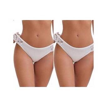 2 Packs Women's Lace Low Rise Hip-Lifting Ribbed Briefs Comfortable Breathable Panties
