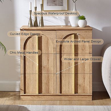 Buffet Cabinet with Storage & Arched Doors, 31.5" Wood Sideboard with Adjustable Shelf for Entryway