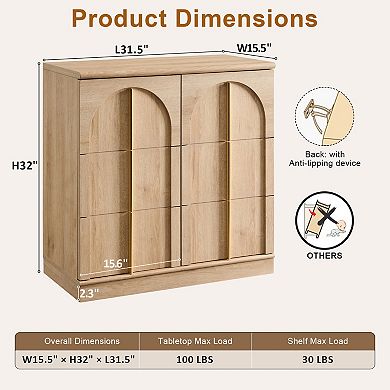 Buffet Cabinet with Storage & Arched Doors, 31.5" Wood Sideboard with Adjustable Shelf for Entryway