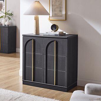 Buffet Cabinet with Storage & Arched Doors, 31.5" Wood Sideboard with Adjustable Shelf for Entryway