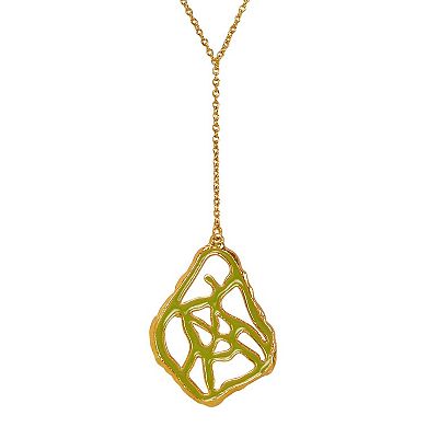 Adjustable Gold-plated and Pastel green Enamel Tala Necklace by Dhwani Bansal