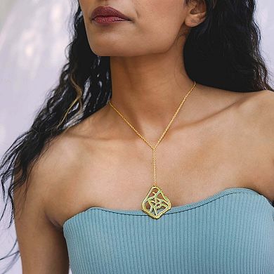 Adjustable Gold-plated and Pastel green Enamel Tala Necklace by Dhwani Bansal
