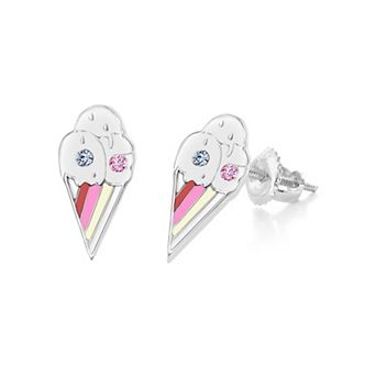Girls Ice Cream Earrings - Hypoallergenic Kids Earrings with Surgical Titanium Screwbacks