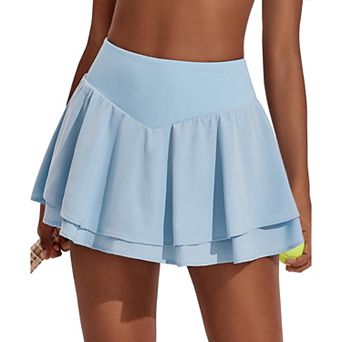 Pinspark Women's High Waisted Pleated Tennis Skort with 3 Pockets Cute Pickleball Skirt