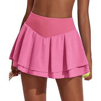 Pinspark Women's High Waisted Pleated Tennis Skort with 3 Pockets Cute Pickleball Skirt
