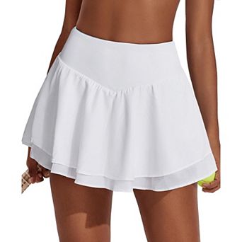 Pinspark Women's High Waisted Pleated Tennis Skort with 3 Pockets Cute Pickleball Skirt