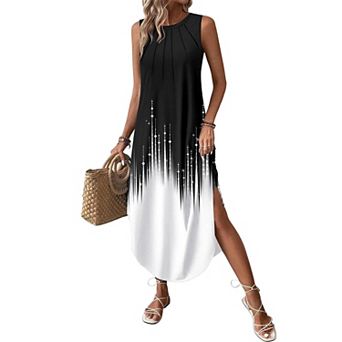 Zeagoo Women's Casual Maxi Sundress Beach Tank Dress with Pockets Pleated Front Travel Outfits