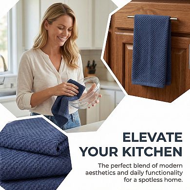 2 Pack Solid Color Cotton Kitchen Towels, Pure Cotton Soft Absorbent Dish Towel for Cleaning 15"x25"