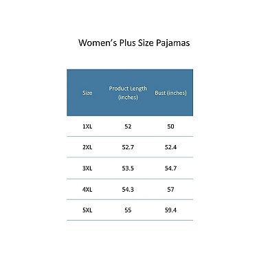 CTM Women's Plus Size Heart Satin Slip and Robe Pajama Set