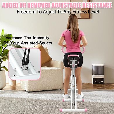 KWPZQEB Foldable Squat Machine for Home with Resistance Bands