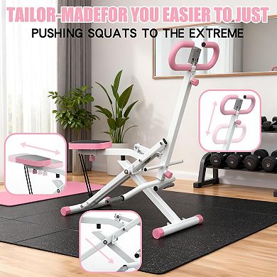 KWPZQEB Foldable Squat Machine for Home with Resistance Bands