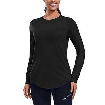 Pinspark Women's Long Sleeve Workout Shirt Round Neck Lightweight Sun Protection Yoga Top