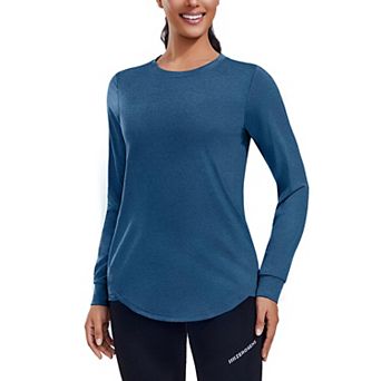 Pinspark Women's Long Sleeve Workout Shirt Round Neck Lightweight Sun Protection Yoga Top