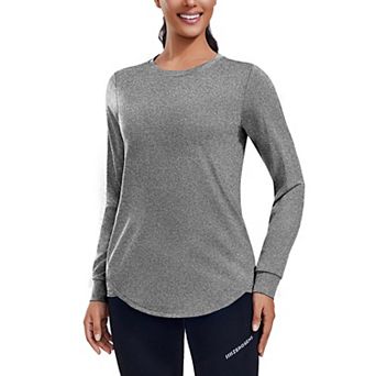 Pinspark Women's Long Sleeve Workout Shirt Round Neck Lightweight Sun Protection Yoga Top