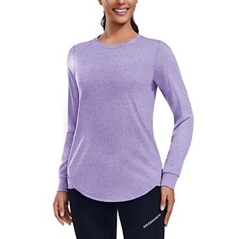 Pinspark Women's Long Sleeve Workout Shirt Round Neck Lightweight Sun Protection Yoga Top