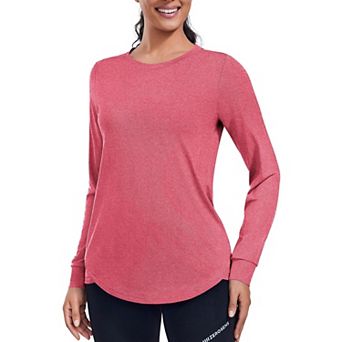 Pinspark Women's Long Sleeve Workout Shirt Round Neck Lightweight Sun Protection Yoga Top