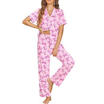 Ekouaer Womens Pajama Sets Button Down Pjs Lounge Sets 2 pc Short Sleeve Sleepwear Soft Comfy