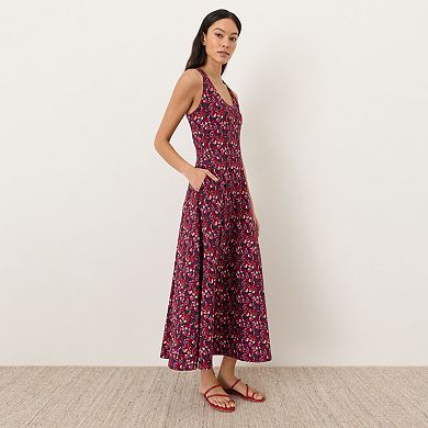 Organic Cotton Fit & Flare Open Back Maxi Dress