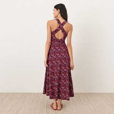 Organic Cotton Fit & Flare Open Back Maxi Dress