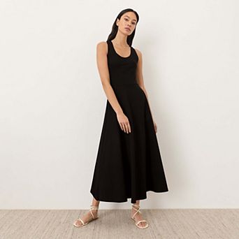Organic Cotton Fit & Flare Open Back Maxi Dress
