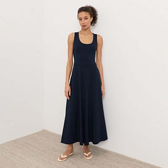 Organic Cotton Fit & Flare Open Back Maxi Dress