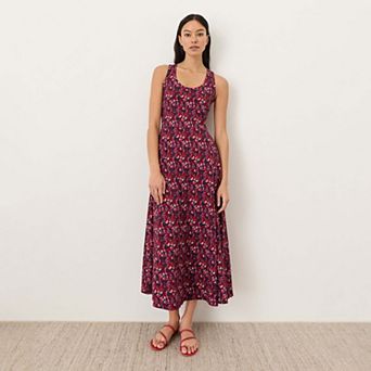Organic Cotton Fit & Flare Open Back Maxi Dress