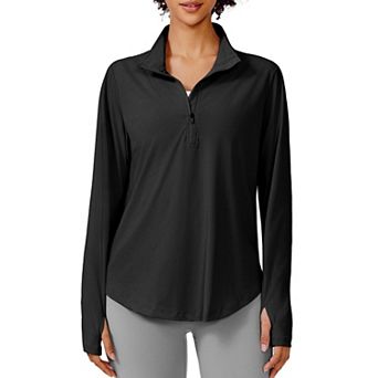 Pinspark Women's Long Sleeve Quarter Zip Sun Shirt UPF50+ Quick Dry Hiking Running Top