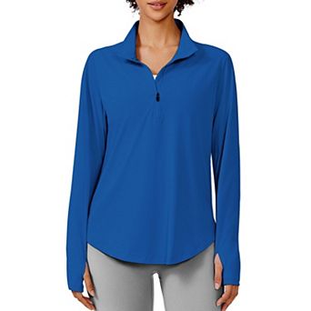 Pinspark Women's Long Sleeve Quarter Zip Sun Shirt UPF50+ Quick Dry Hiking Running Top