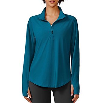 Pinspark Women's Long Sleeve Quarter Zip Sun Shirt UPF50+ Quick Dry Hiking Running Top