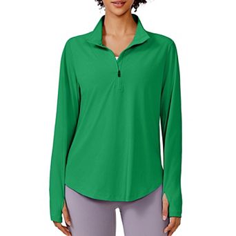 Pinspark Women's Long Sleeve Quarter Zip Sun Shirt UPF50+ Quick Dry Hiking Running Top