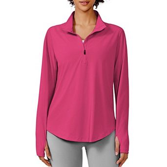 Pinspark Women's Long Sleeve Quarter Zip Sun Shirt UPF50+ Quick Dry Hiking Running Top