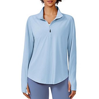 Pinspark Women's Long Sleeve Quarter Zip Sun Shirt UPF50+ Quick Dry Hiking Running Top