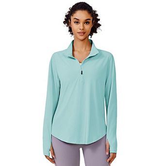 Pinspark Women's Long Sleeve Quarter Zip Sun Shirt UPF50+ Quick Dry Hiking Running Top