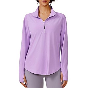 Pinspark Women's Long Sleeve Quarter Zip Sun Shirt UPF50+ Quick Dry Hiking Running Top