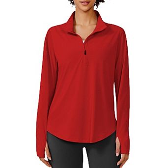Pinspark Women's Long Sleeve Quarter Zip Sun Shirt UPF50+ Quick Dry Hiking Running Top