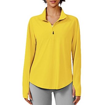 Pinspark Women's Long Sleeve Quarter Zip Sun Shirt UPF50+ Quick Dry Hiking Running Top