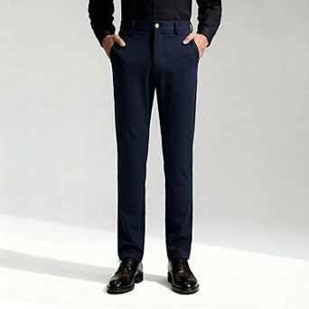 Men's Stretch Lightweight Dress Pants - Straight Leg Office & Golf Trousers